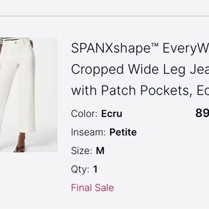 SPANX Ecru Cropped Wide Leg Jeans